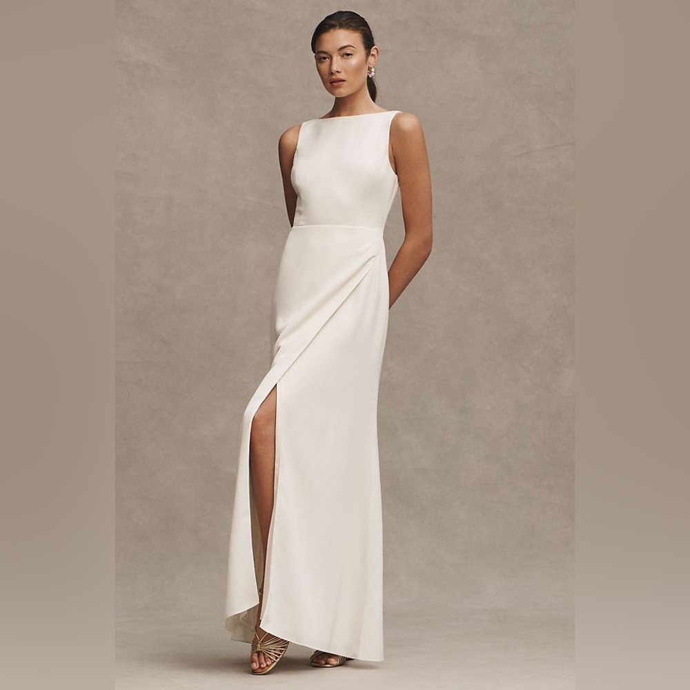 BHLDN Alice High-Neck Satin Maxi Dress